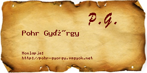 Pohr György névjegykártya